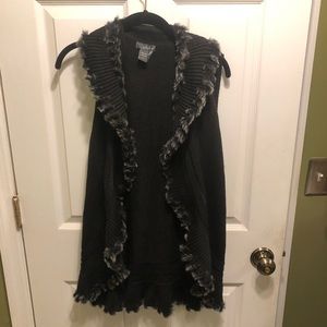 black fur vest